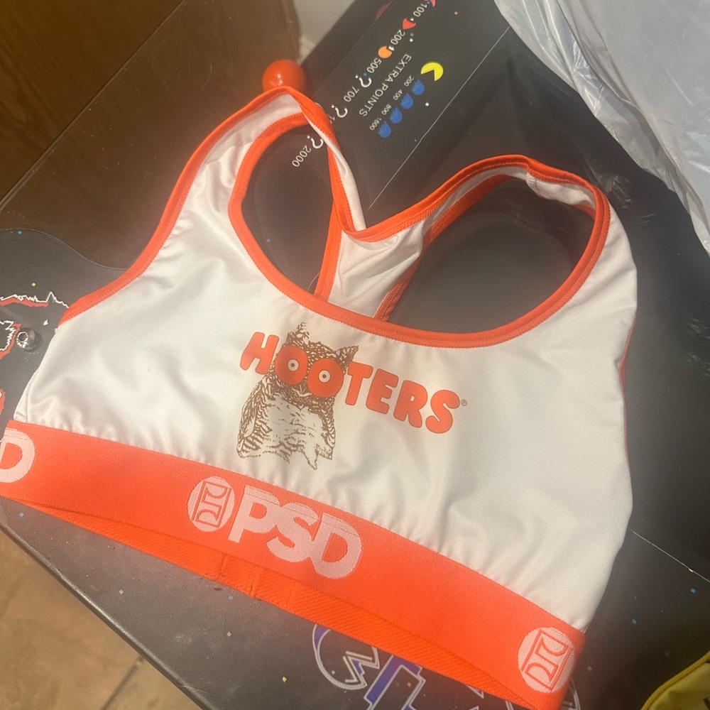 Hooters White Sports Bra with Bright Orange Trim